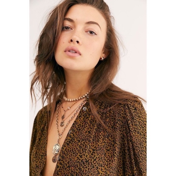 Free People Celia leopard Printed Blouse - Picture 2 of 4